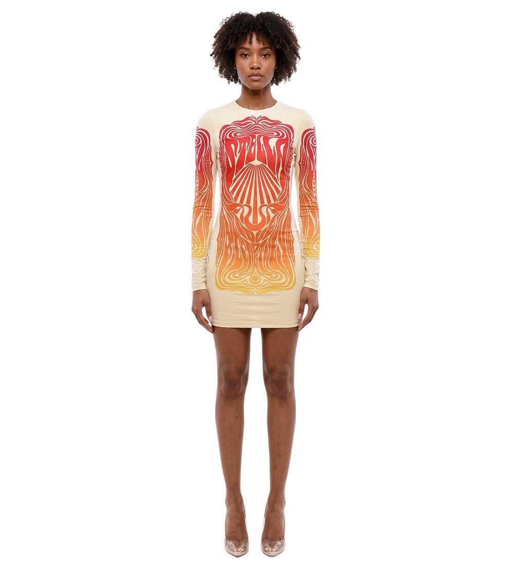 Multicolor Graphic Round Neck Mini Dress 1