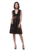 Black Pleated V Neck Dress 1