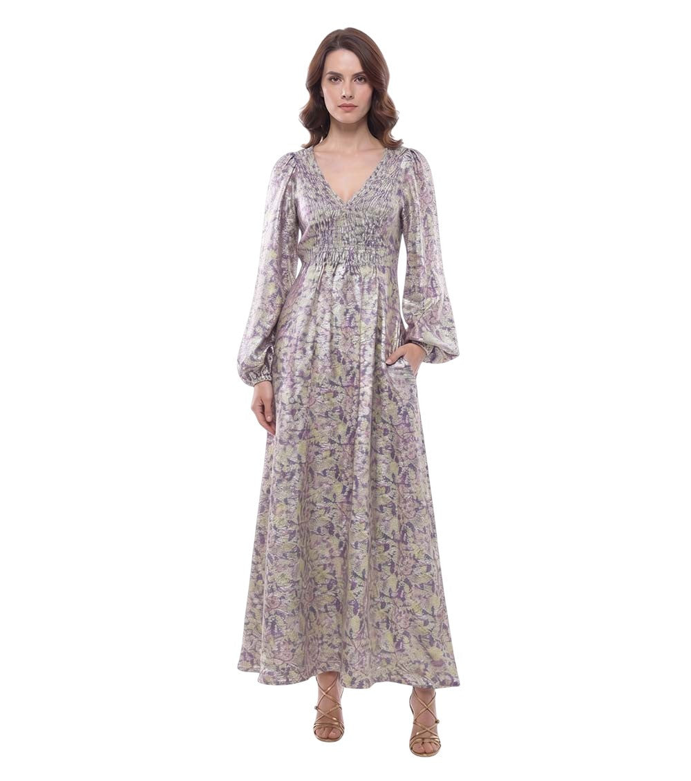 Multicolor Floral V Neck Maxi Dress 1