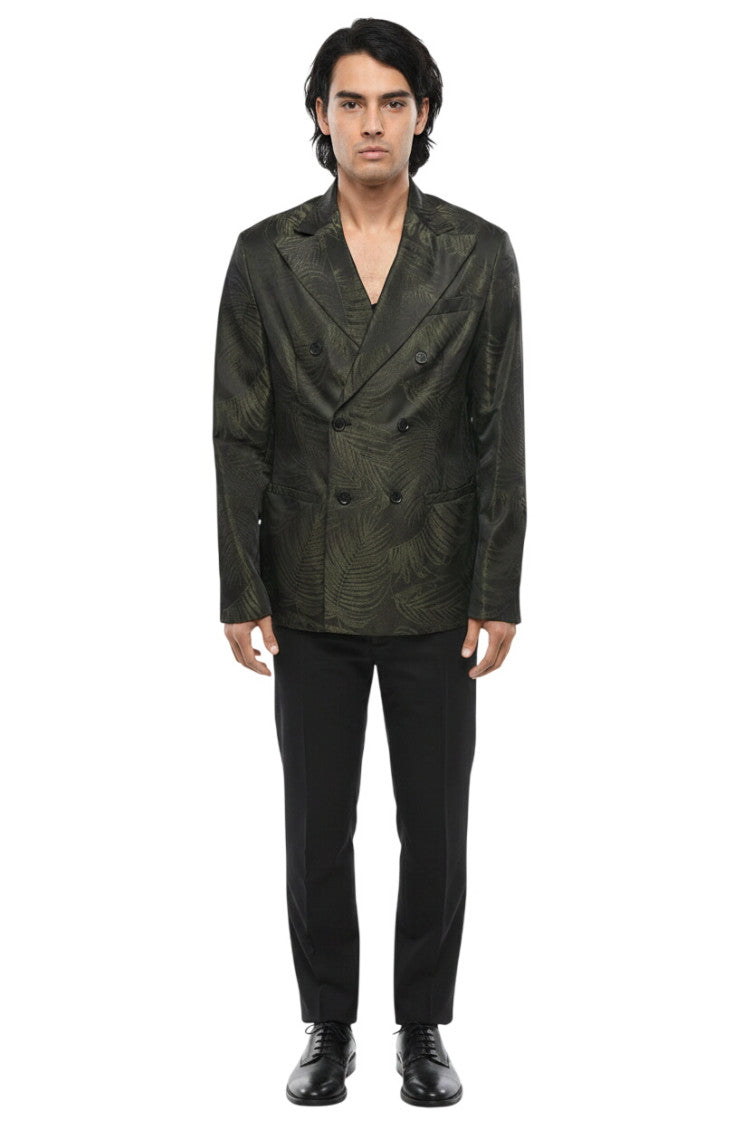Green Peaked Lapel Blazer 1