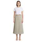 Beige Solid Midi Skirt 1