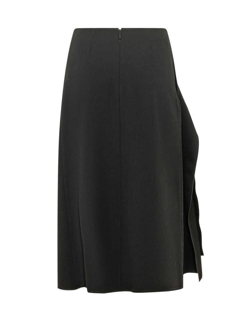 Black Solid Midi Skirt 2