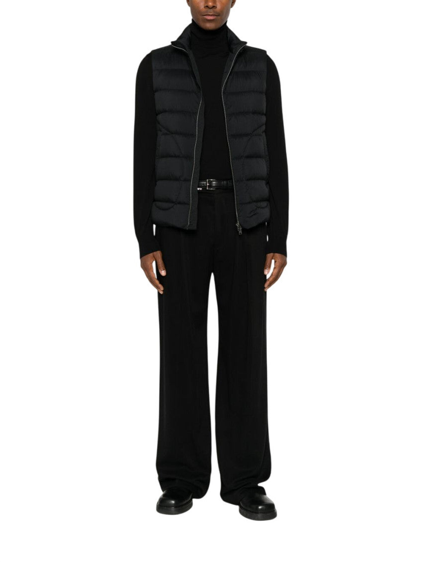 Black Quilted Sleeveless Jacket 1