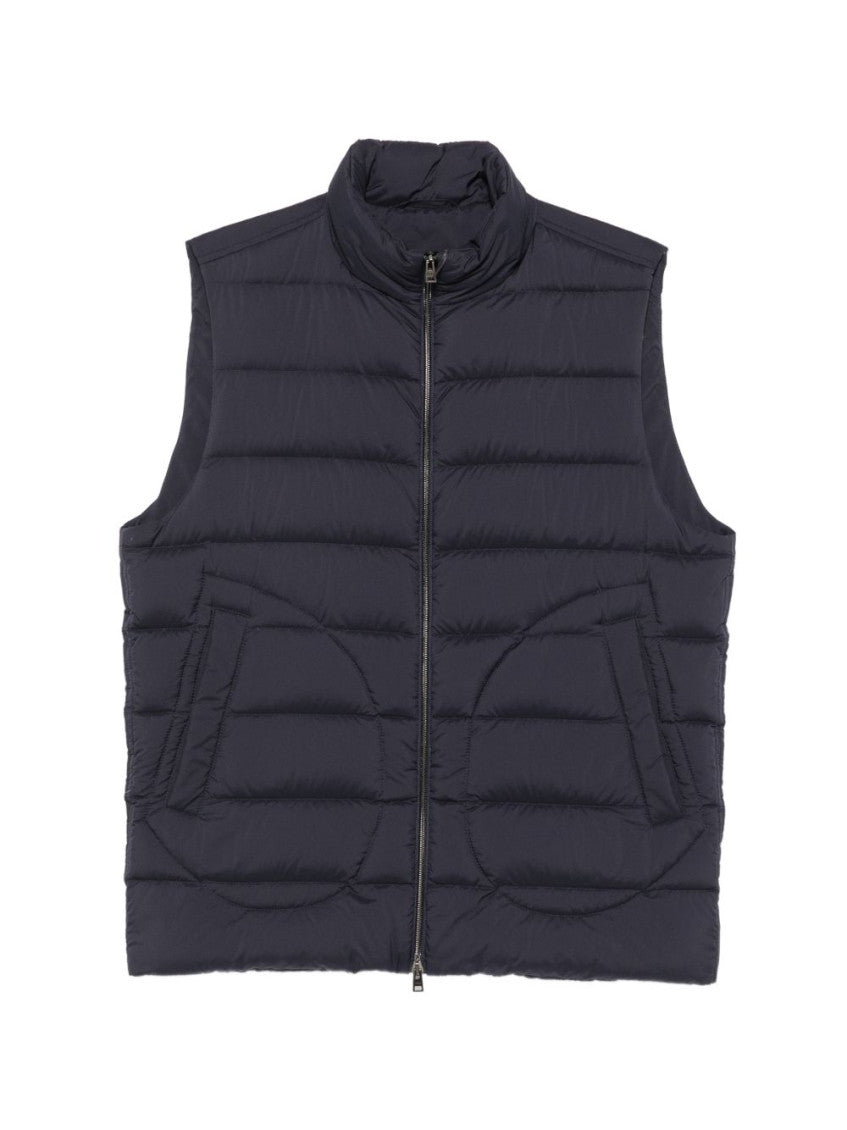 Blue Quilted Sleeveless Jacket 1