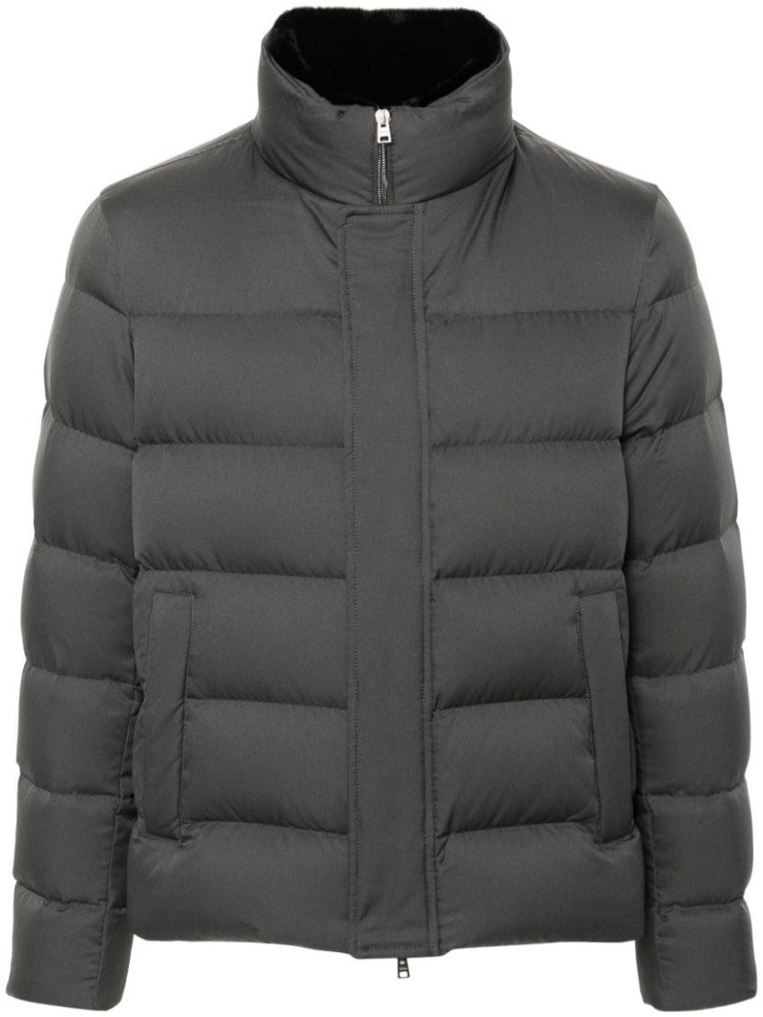 Dark Grey Quilted Jacket 1
