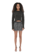 Grey Textured Mini Skirt 1