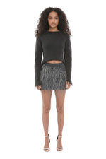 Grey Textured Mini Skirt 1