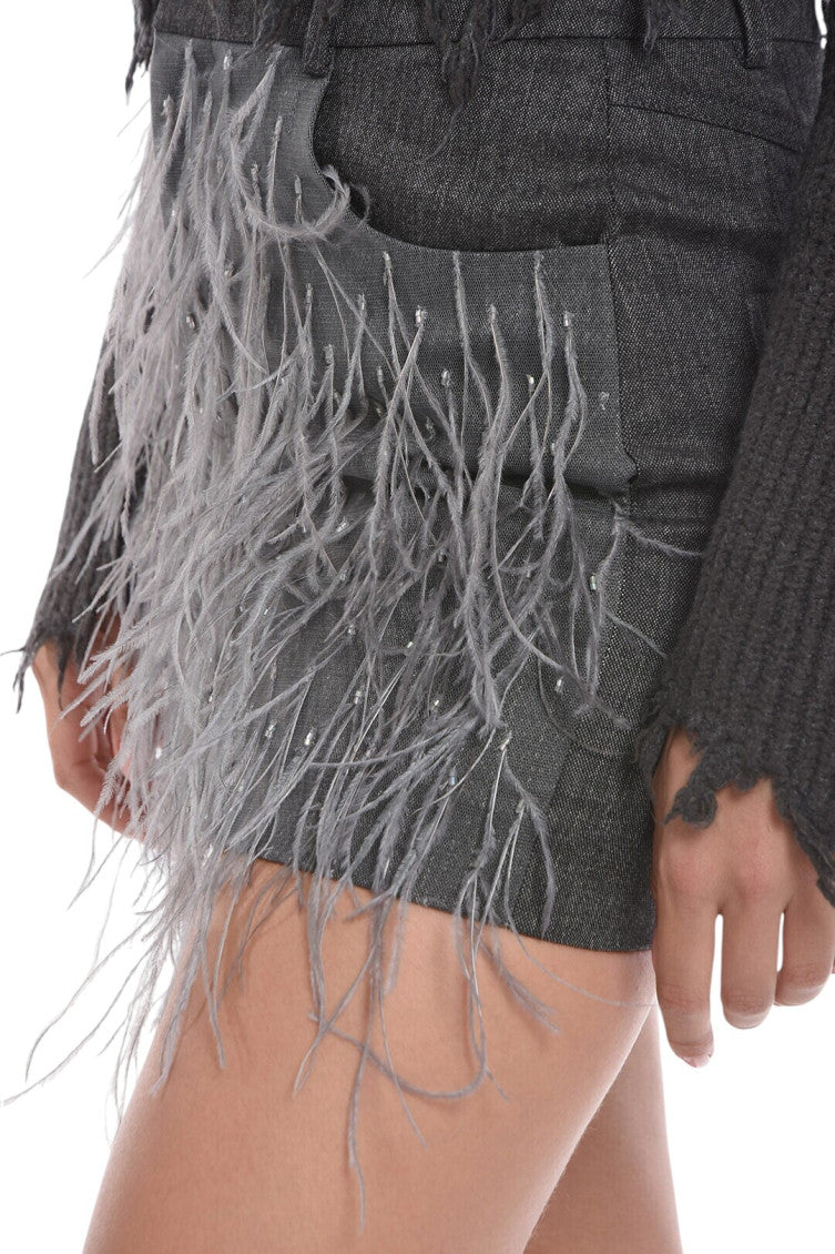 Grey Textured Mini Skirt 3