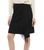 Black Solid Knee Length Skirt 1