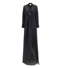 Black Polka Dot Band Collar Maxi Dress 1