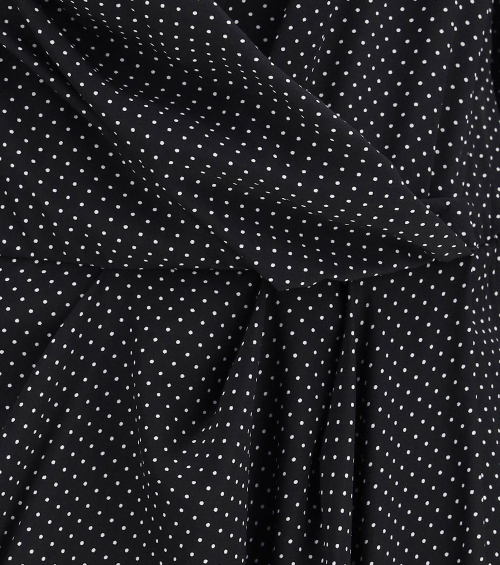 Black Polka Dot Band Collar Maxi Dress 5