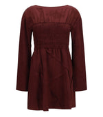Maroon Floral Boat Neck Mini Dress 1