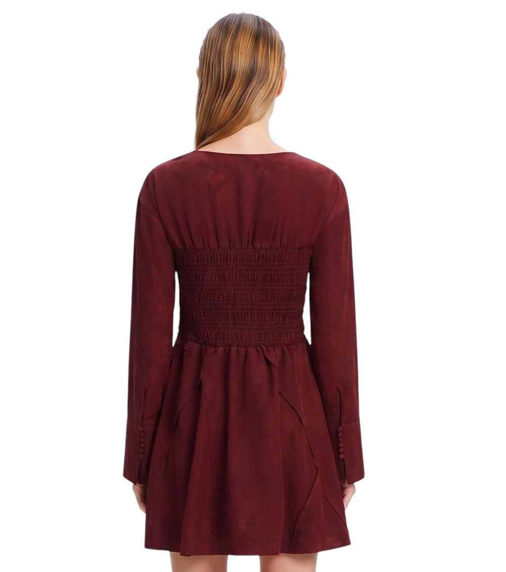 Maroon Floral Boat Neck Mini Dress 4