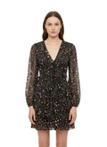 Black Floral V Neck Mini Dress 1