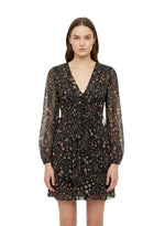 Black Floral V Neck Mini Dress 1
