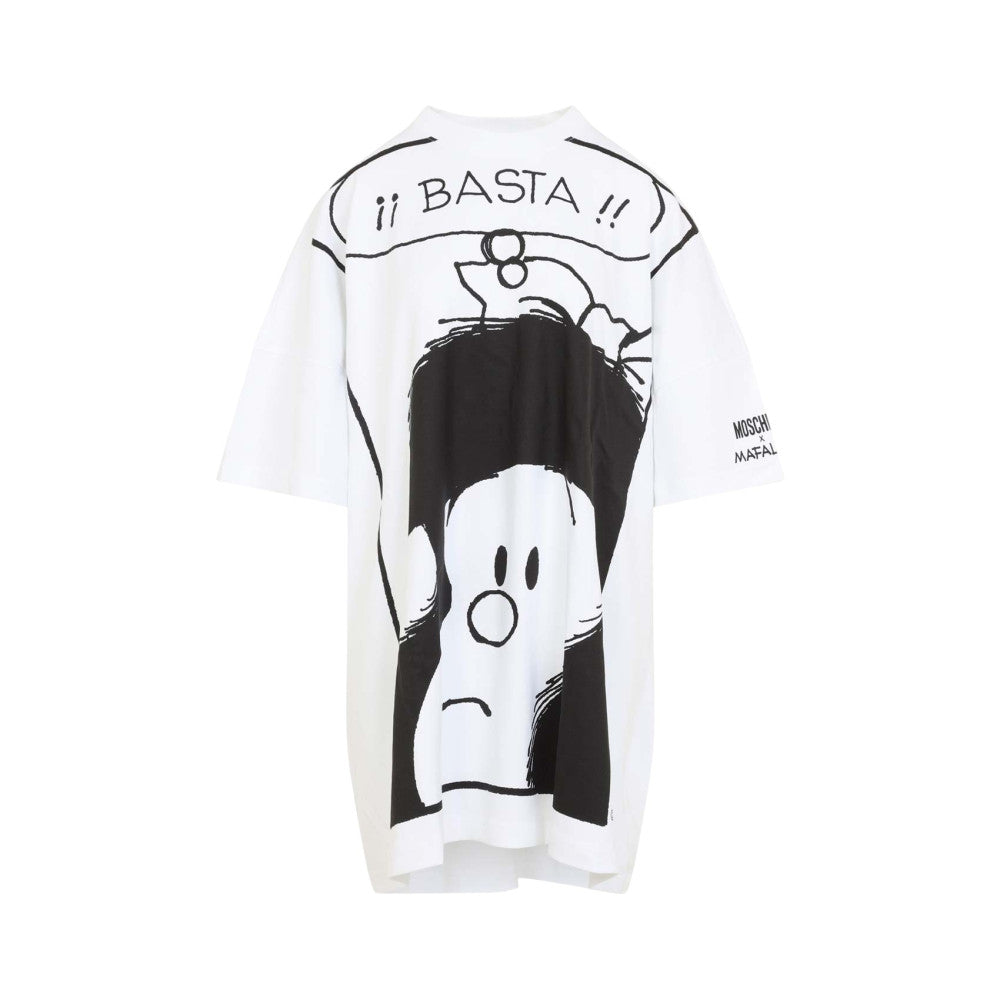 White Graphic Crew Neck Mini Dress 1
