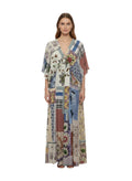 Multicolor Printed V Neck Maxi Dress 1