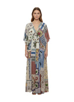 Multicolor Printed V Neck Maxi Dress 1