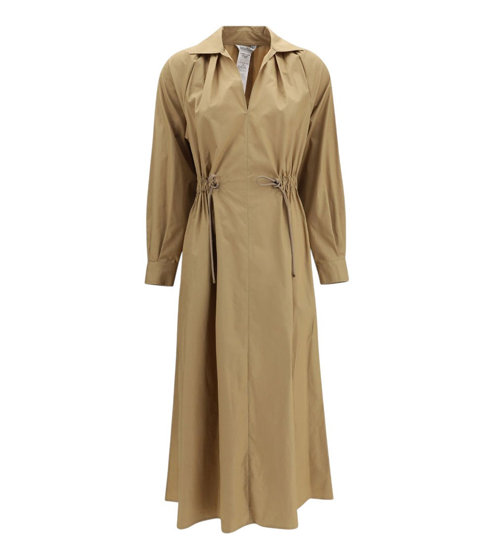 Beige Shirt Collar Midi Dress 1