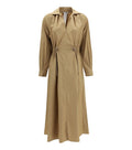 Beige Shirt Collar Midi Dress 1