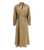 Beige Shirt Collar Midi Dress 1