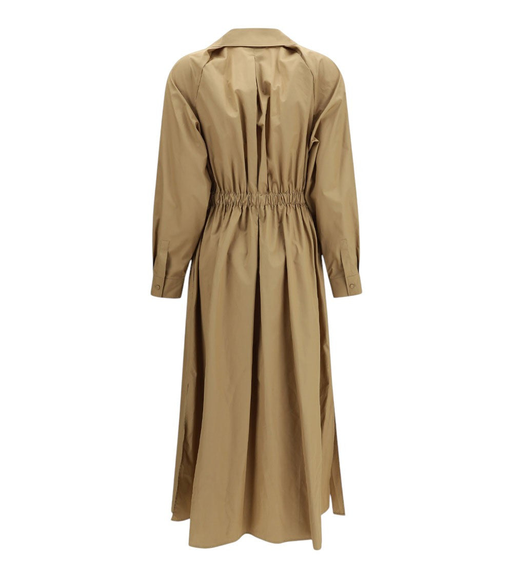 Beige Shirt Collar Midi Dress 2