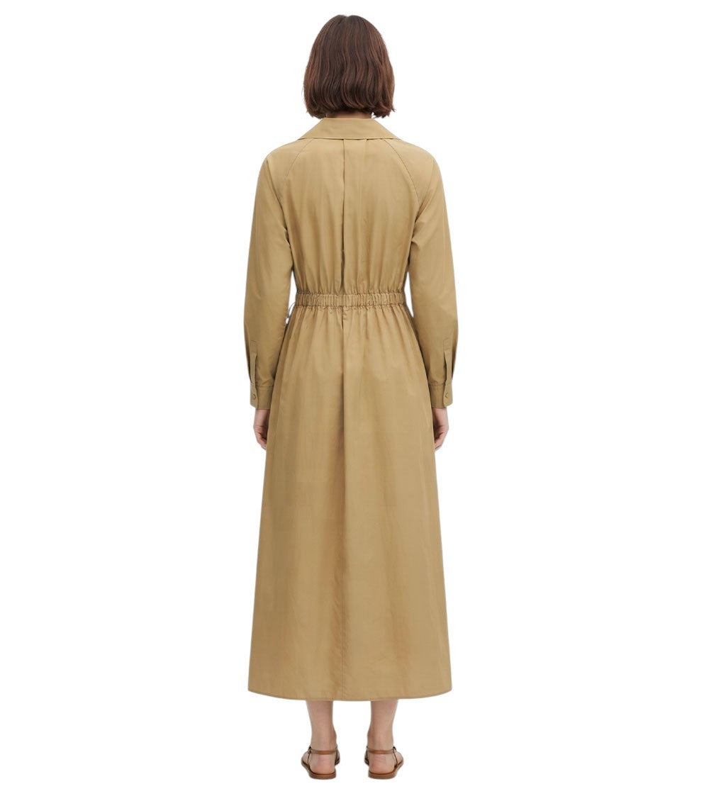 Beige Shirt Collar Midi Dress 4