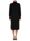Black Textured Turtle Neck Midi Dress 1