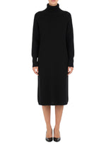 Black Textured Turtle Neck Midi Dress 1