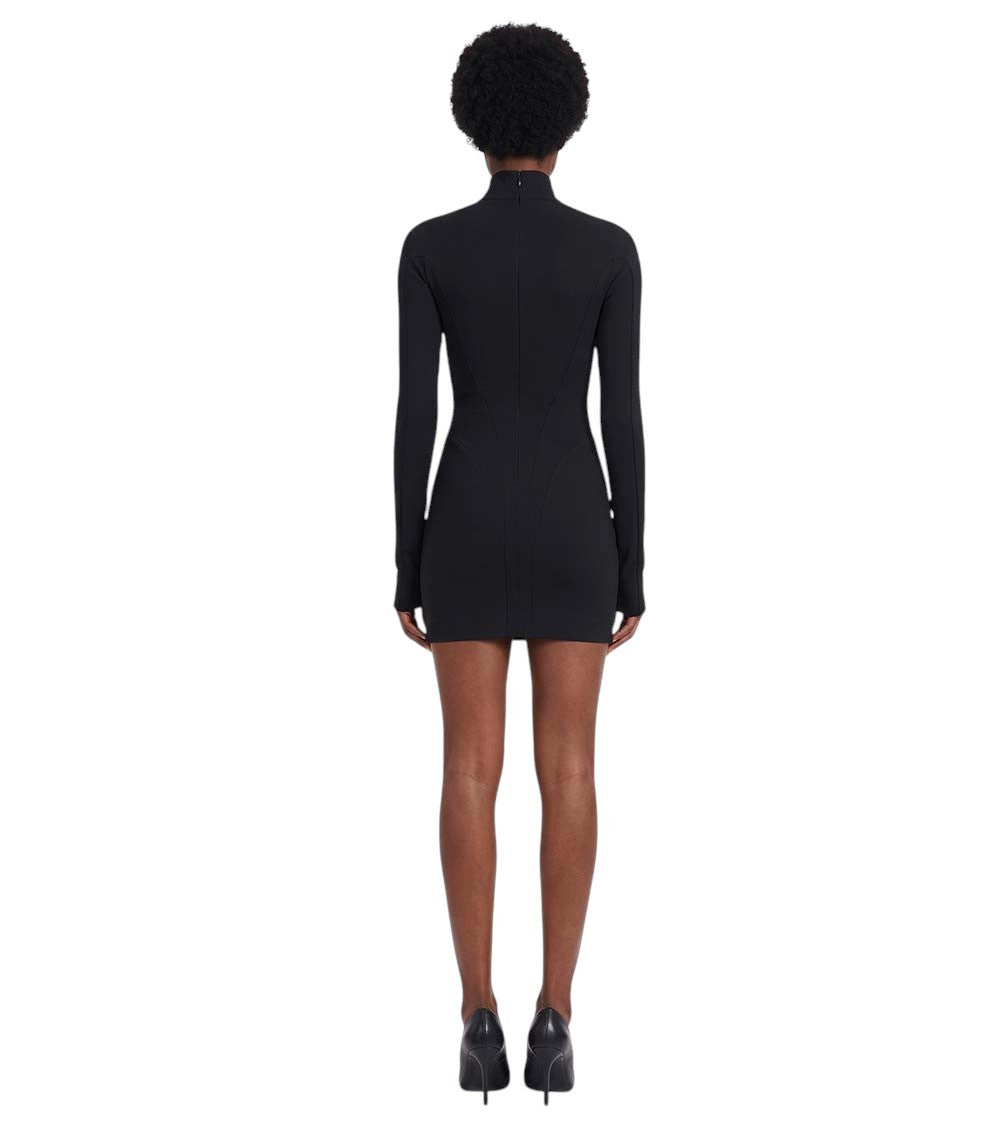 Black Solid Turtle Neck Mini Dress 2
