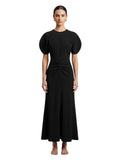 Black Round Neck Midi Dress 1