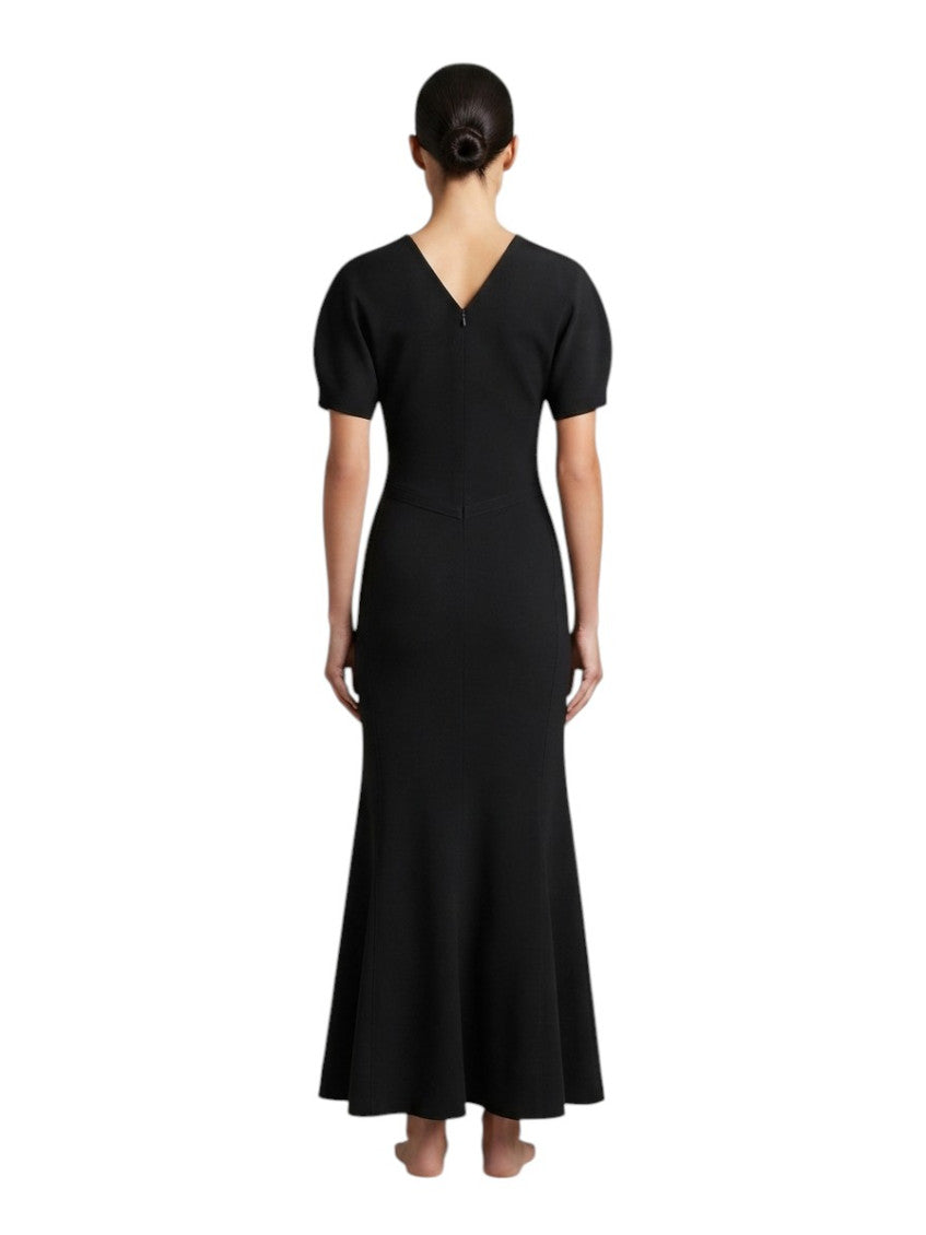 Black Round Neck Midi Dress 2