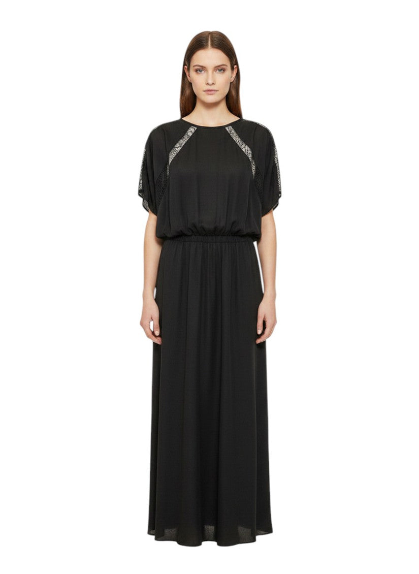 Black Embellished Round Neck Maxi Dress 1