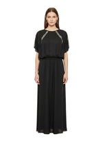 Black Embellished Round Neck Maxi Dress 1