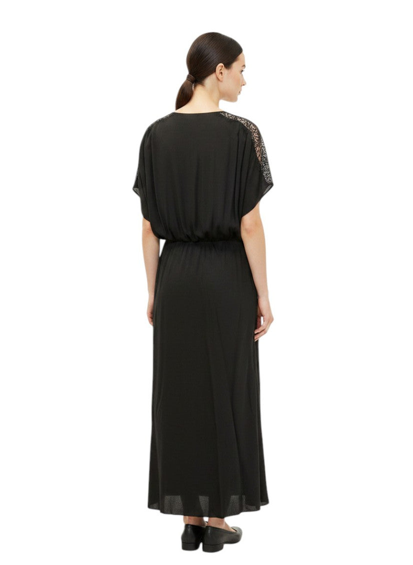 Black Embellished Round Neck Maxi Dress 2