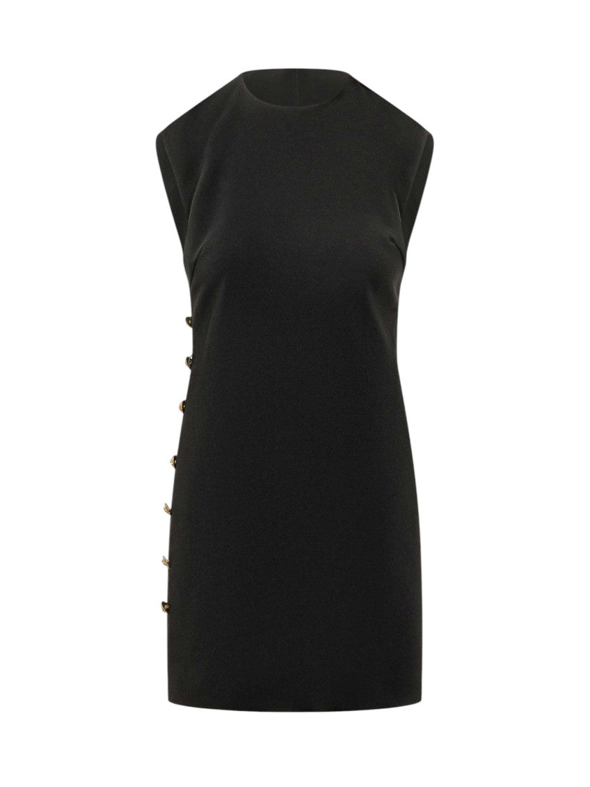 Black Solid Crew Neck Mini Dress 1