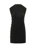 Black Solid Crew Neck Mini Dress 1