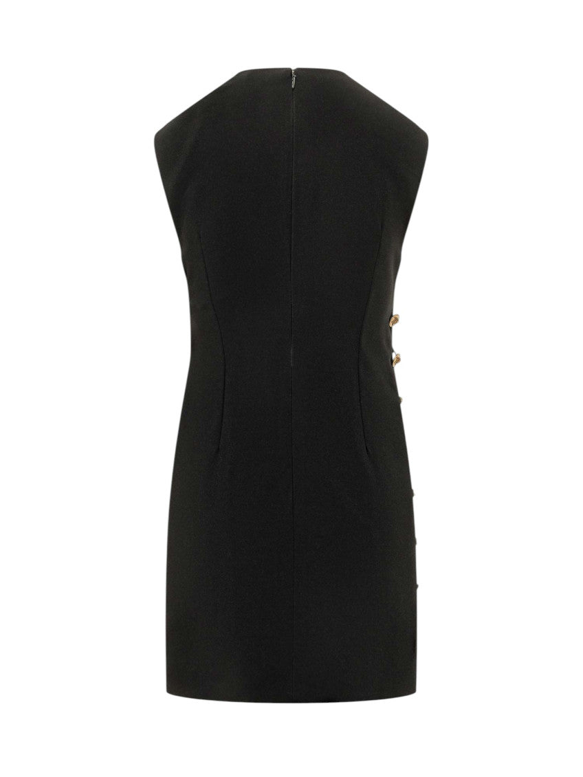 Black Solid Crew Neck Mini Dress 2