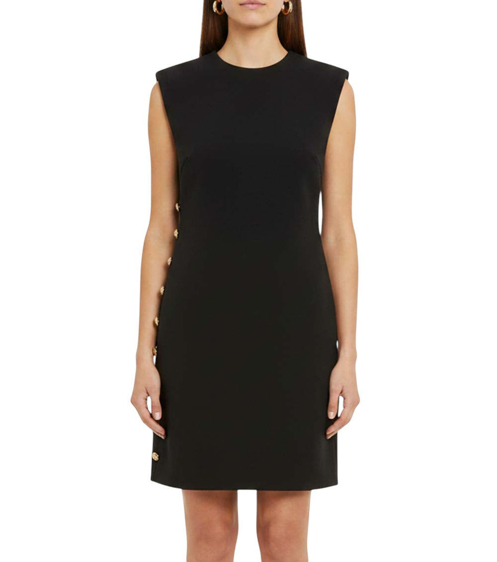 Black Solid Crew Neck Mini Dress 3