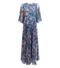 Blue Floral V Neck Maxi Dress 1