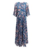 Blue Floral V Neck Maxi Dress 1