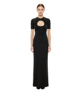 Black Solid Round Neck Maxi Dress 1