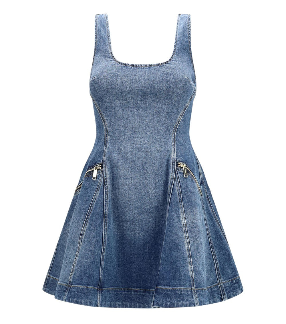 Blue Scoop Neck Mini Dress 1