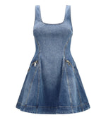 Blue Scoop Neck Mini Dress 1
