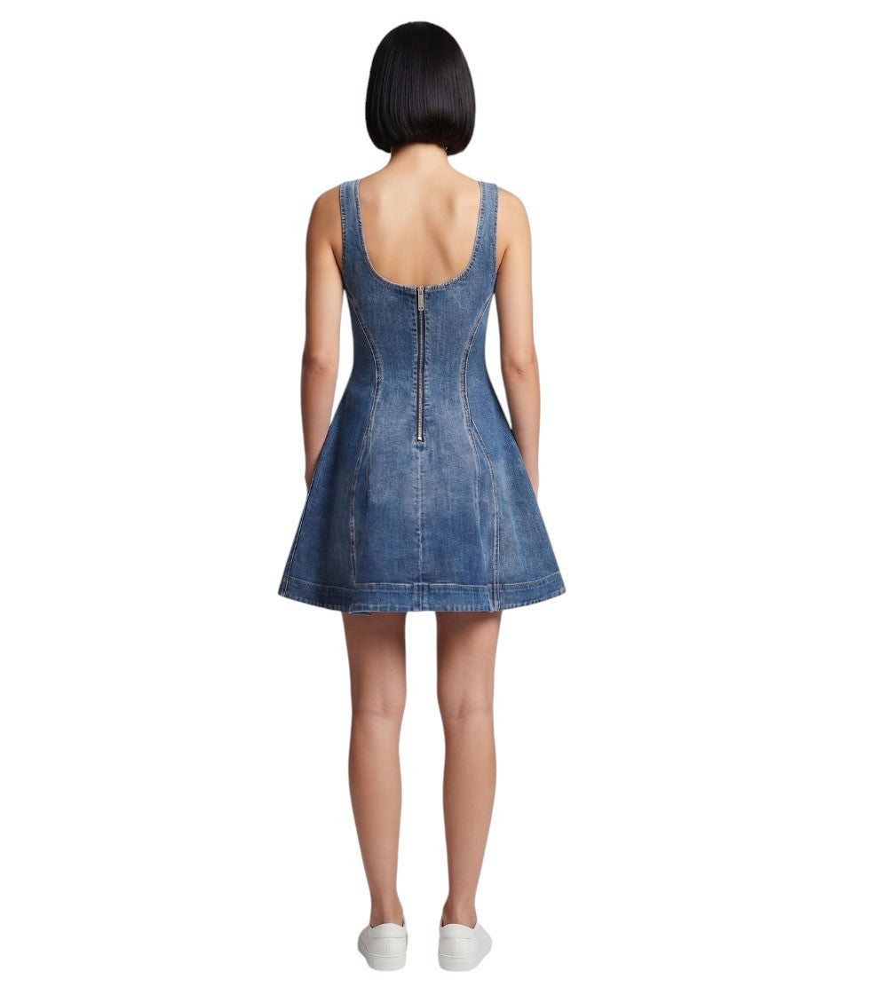 Blue Scoop Neck Mini Dress 4
