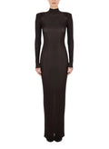 Brown Solid Turtle Neck Maxi Dress 1