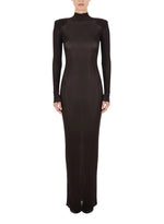 Brown Solid Turtle Neck Maxi Dress 1