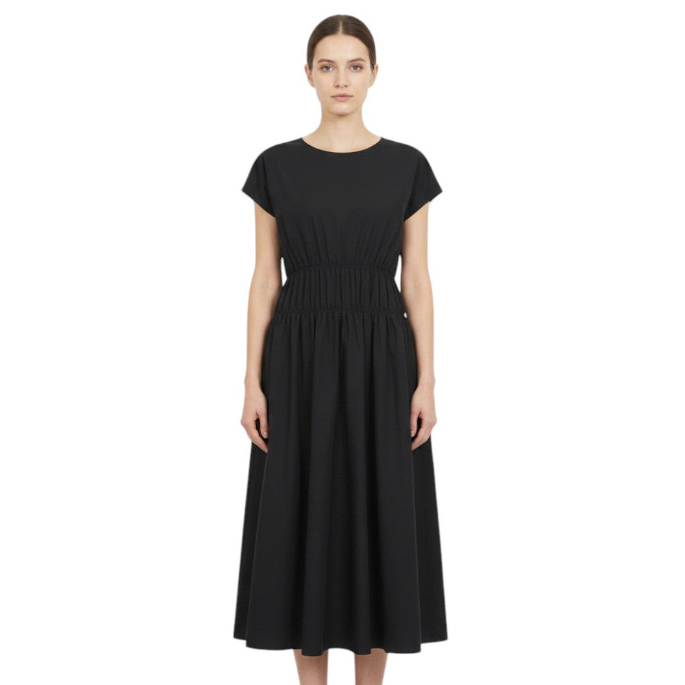 Black Round Neck Midi Dress 1