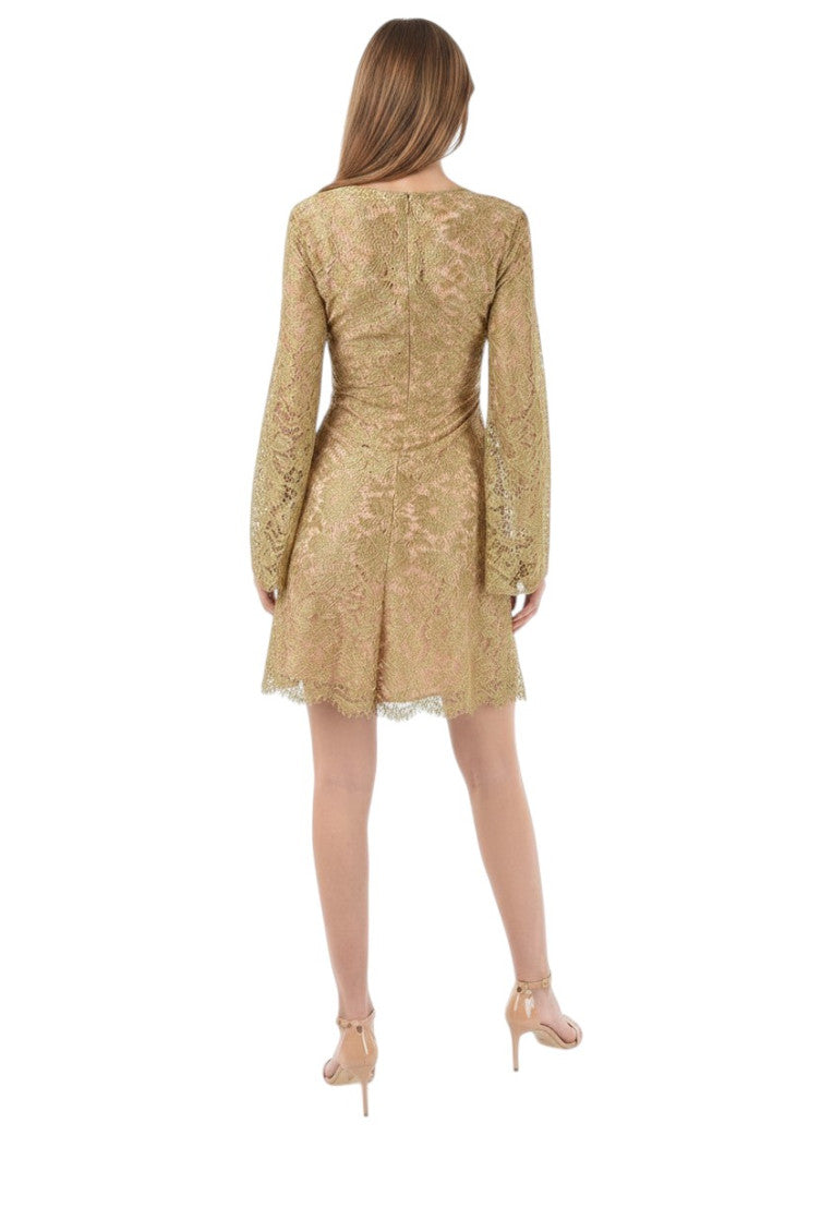 Beige Lace V Neck Mini Dress 2