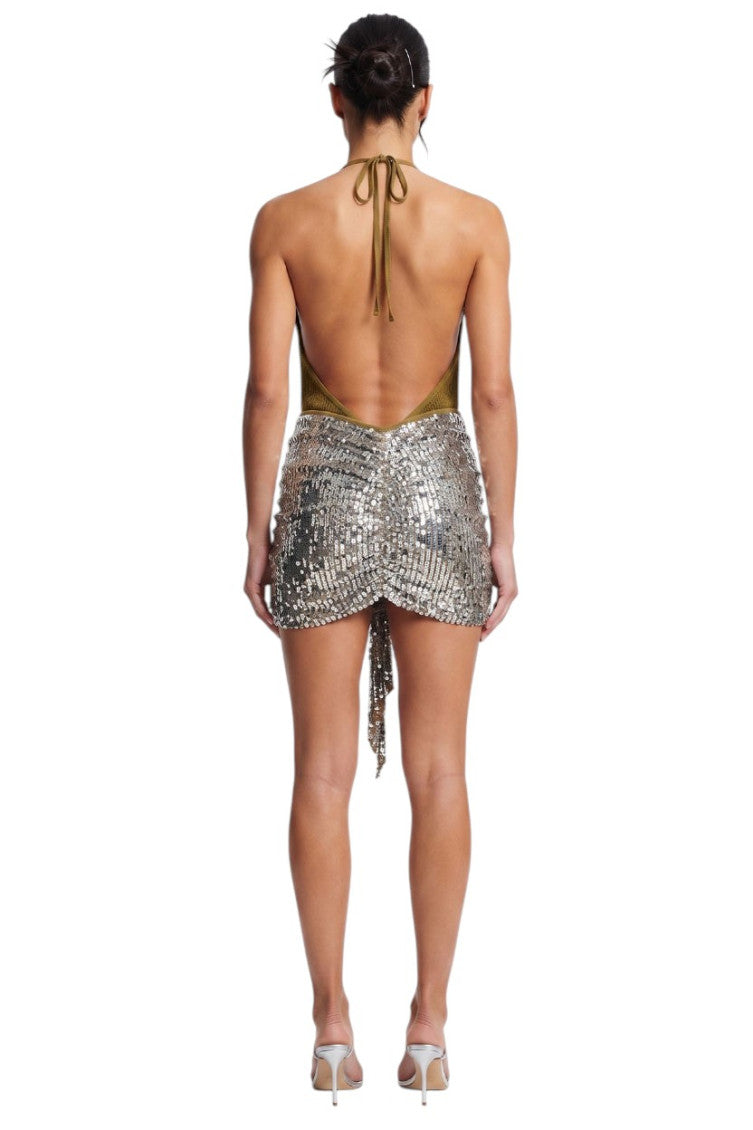 Silver Embellished Halter Neck Mini Dress 2